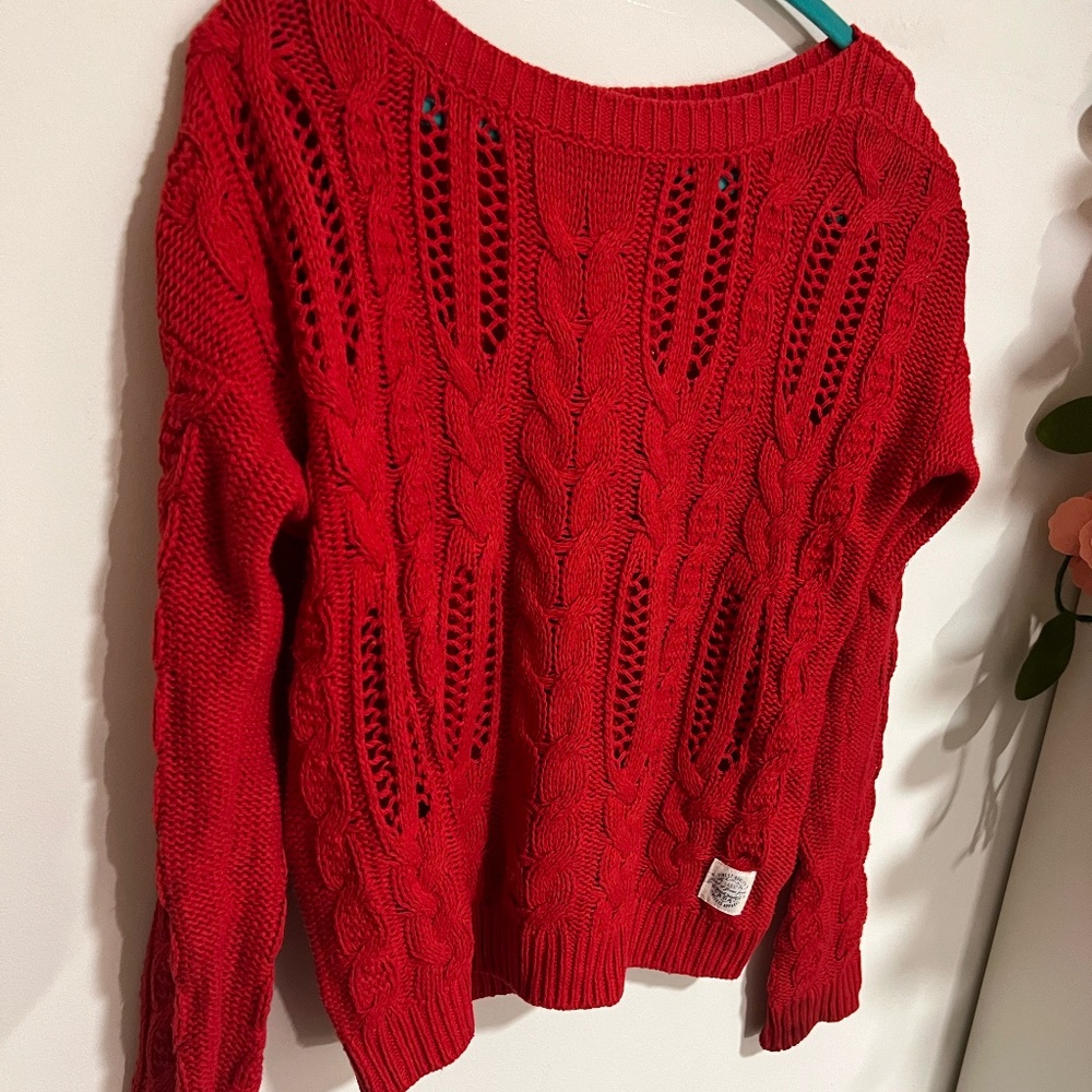 Red Cable Knit Sweater